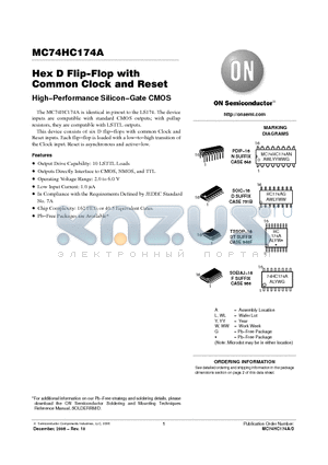 MC74HC174AFEL datasheet - Hex D Flip−Flop with Common Clock and Reset High−Performance Silicon−Gate CMOS