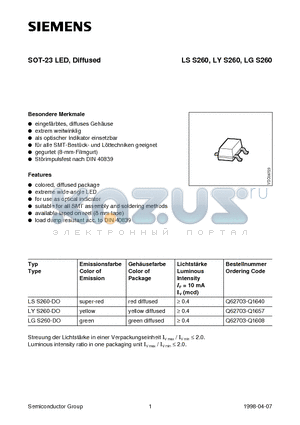 LSS260-DO datasheet - SOT-23 LED, Diffused