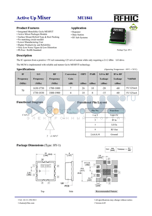 MU1841 datasheet - Active Up Mixer