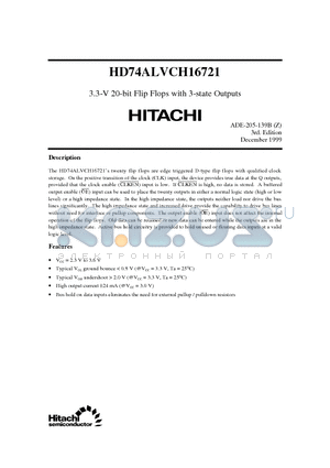 HD74ALVCH16721 datasheet - 3.3-V 20-bit Flip Flops with 3-state Outputs
