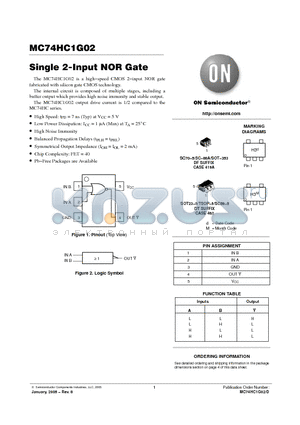 MC74HC1G02 datasheet - Single 2-Input NOR Gate