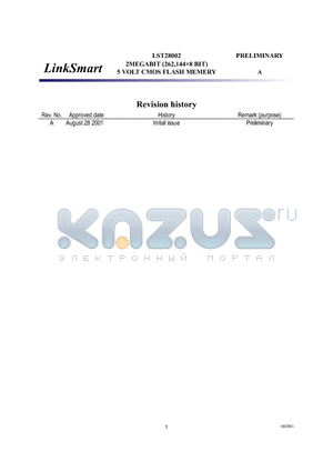 LST28002L-120I datasheet - 2MEGABIT (262,144x8 BIT) 5 VOLT CMOS FLASH MEMORY