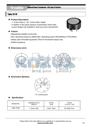 LC-15_1 datasheet - General Power Transformer <Pin Type: LC Series>