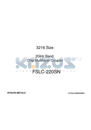LC-FSLC-220SN-0405A datasheet - 3216 Size 2GHz Band Chip Multilayer Coupler