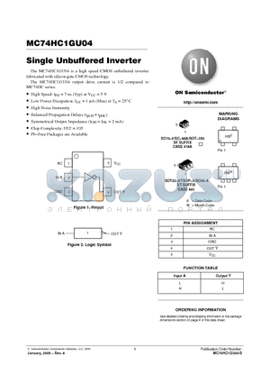 MC74HC1GU04DTT1 datasheet - Single Unbuffered Inverter