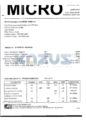 MU456FA-RD datasheet - SUPER RED 0.56 FOUR DIGIT NUMERIC DISPLAYS