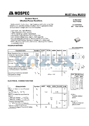 MU510 datasheet - POWER RECTIFIERS(5.0A,500-1000V)