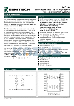 LC01-6 datasheet - Low Capacitance TVS for High-Speed Telecommunication Systems