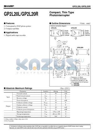 GP2L20L datasheet - Compact, Thin Type Photointerrupter