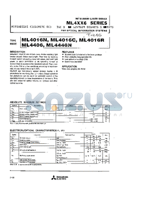 ML4016C datasheet - MITSUCISHI LASER DIODES