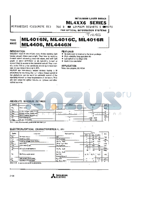ML4016N datasheet - MITSUCISHI LASER DIODES