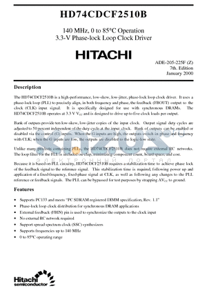 HD74CDCF2510B datasheet - 140 MHz, 0 to 85`C Operation 3.3-V Phase-lock Loop Clock Driver