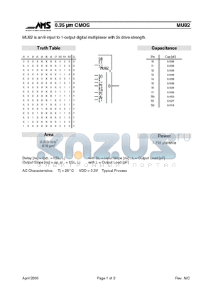 MU82 datasheet - 8-input to 1-output digital multiplexer with 2x drive strength