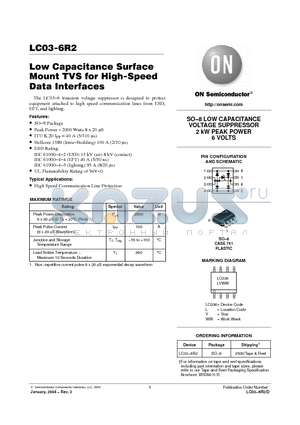 LC03-6R2 datasheet - Low Capacitance Surface Mount TVS for High-Speed Data Interfaces