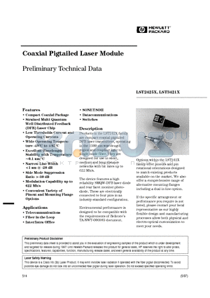 LST3421B-AP datasheet - Coaxial Pigtailed Laser Module