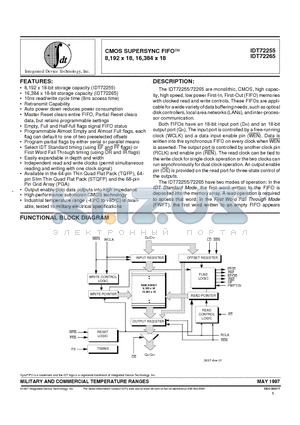 IDT72265L10G datasheet - CMOS SUPERSYNC FIFOO 8,192 x 18, 16,384 x 18