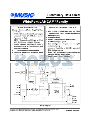 MU9C1485L-12TCC datasheet - WidePort LANCAM^ Family