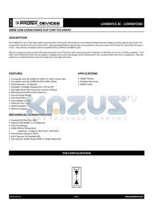 LC0402FC15C datasheet - 200W LOW CAPACITANCE FLIP CHIP TVS ARRAY