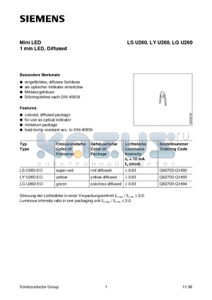 LSU260-EO datasheet - Mini LED 1 mm LED, Diffused