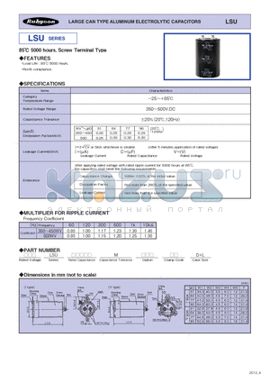 LSU datasheet - LARGE CAN TYPE ALUMINUM ELECTROLYTIC CAPACITORS