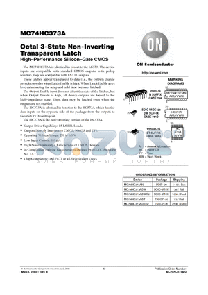 MC74HC373A datasheet - Octal 3-State Non-Inverting Transparent Latch