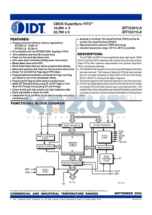 IDT72271LA20PFI datasheet - CMOS SuperSync FIFO