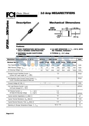 GP30K datasheet - 3.0 Amp MEGARECTIFIERS