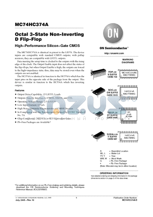 MC74HC374ANG datasheet - Octal 3−State Non−Inverting D Flip−Flop High−Performance Silicon−Gate CMOS