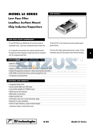 LC0805H223MB datasheet - Low Pass Filter Leadless Surface Mount Chip Inductor/Capacitors