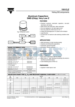 MAL215095001E3 datasheet - Aluminum Capacitors SMD (Chip), Very Low Z