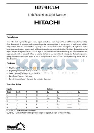 HD74HC164 datasheet - 8-bit Parallel-out Shift Register
