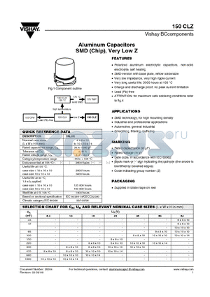 MAL215095502E3 datasheet - Aluminum Capacitors SMD (Chip), Very Low Z