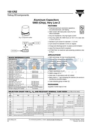 MAL215097012E3 datasheet - Aluminum Capacitors SMD (Chip), Very Low Z
