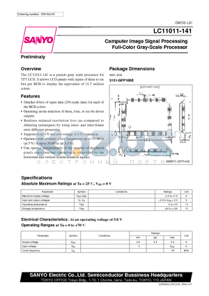 LC11011-141 datasheet - Computer Image Signal Processing Full-Color Gray-Scale Processor