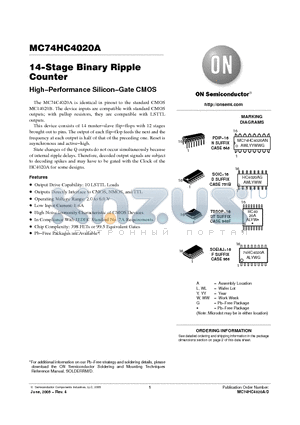 MC74HC4020AFELG datasheet - 14−Stage Binary Ripple Counter High−Performance Silicon−Gate CMOS