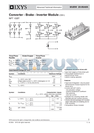 MUBW20-06A6K datasheet - Converter - Brake - Inverter Module