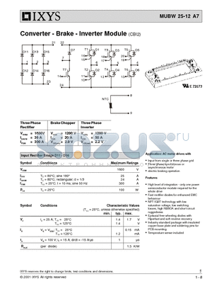 MUBW25-12A7 datasheet - Converter - Brake - Inverter Module