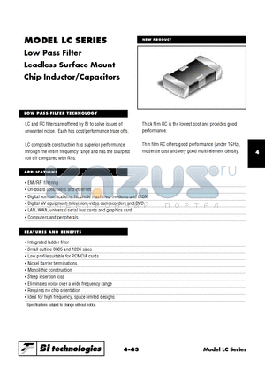 LC1206H104M datasheet - Low Pass Filter Leadless Surface Mount Chip Inductor/Capacitors