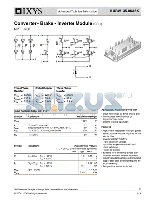 MUBW35-06A6K datasheet - Converter - Brake - Inverter Module