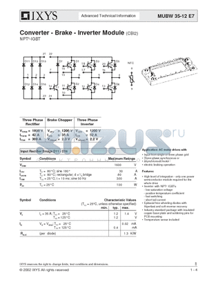 MUBW35-12E7 datasheet - Converter - Brake - Inverter Module