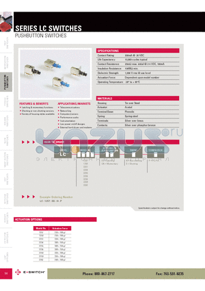 LC1258EESP datasheet - PUSHBUTTON SWITCHES