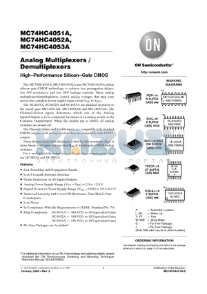 MC74HC4051ADG datasheet - Analog Multiplexers / Demultiplexers