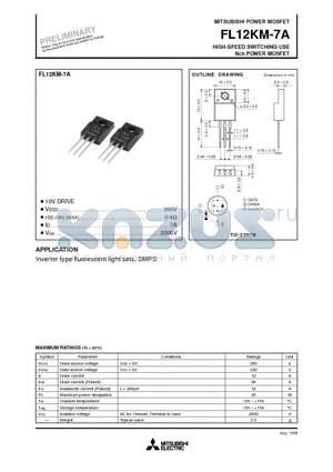 FL12KM-7A datasheet - HIGH-SPEED SWITCHING USE Nch POWER MOSFET