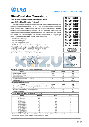 MUN2114RT1 datasheet - Bias Resistor Transistor