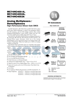 MC74HC4053ADR2 datasheet - Analog Multiplexers/Demultiplexers