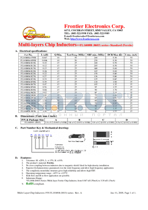 FL160808-R56K datasheet - Multi-layers Chip Inductors