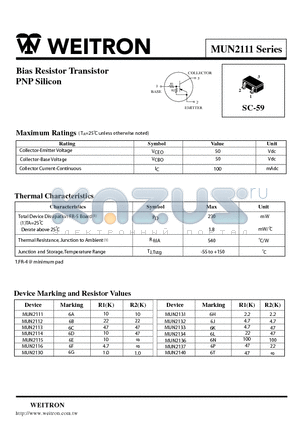 MUN2131 datasheet - Bias Resistor Transistor PNP Silicon