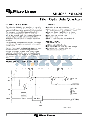 ML4622IS datasheet - Fiber Optic Data Quantizer