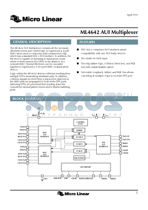 ML4642CQ datasheet - AUI Multiplexer