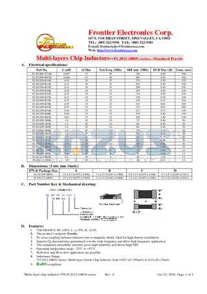 FL201209-1R8K datasheet - Multi-layers Chip Inductors